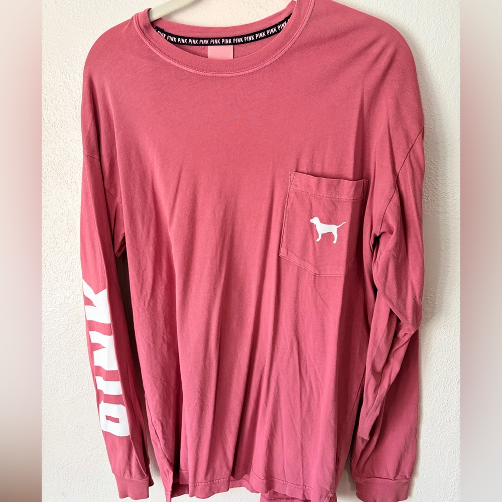 PINK Long Sleeve Shirt with Dog Logo